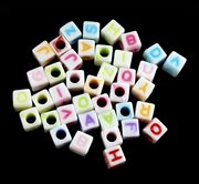 Bogstav Perler. Pastel mix. 7 mm. 200 stk.